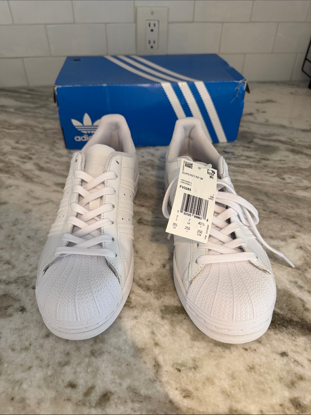 adidas White Classic Shell-Toe Sneakers